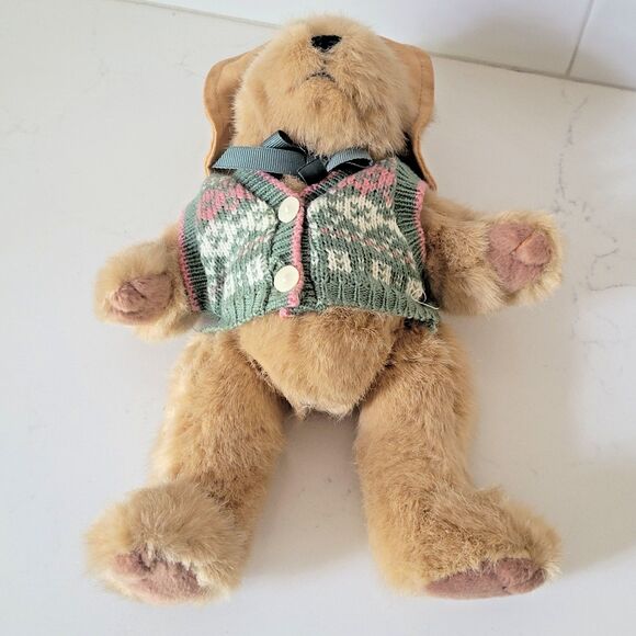Honeysuckle Hollow 11" Fuzzy Plush Teddy Bear with Sweater & Hat jointed Vintage - Picture 5 of 12